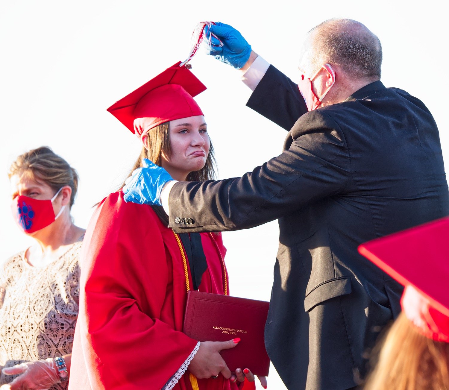 Laynie Culp graduates from Alba-Golden High School. Graduation ceremonies were one of the first major events forced to make significant adjustments around the pandemic. Attendance was limited in Alba-Golden, Mineola and Quitman.